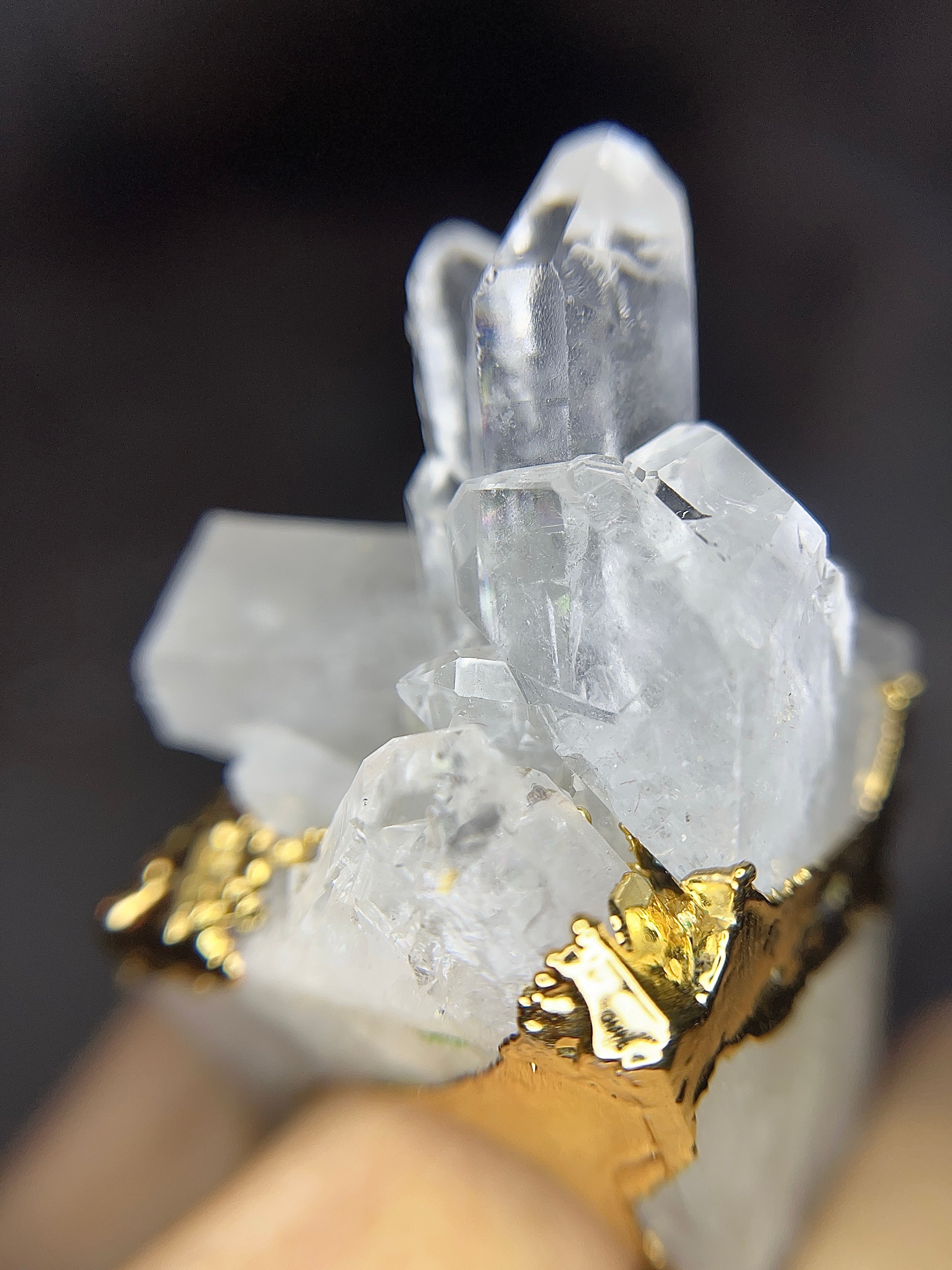 Statement solid carved QUARTZ ring