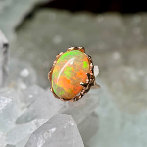 STATEMENT Honeycomb OPAL 10kt rose gold ring