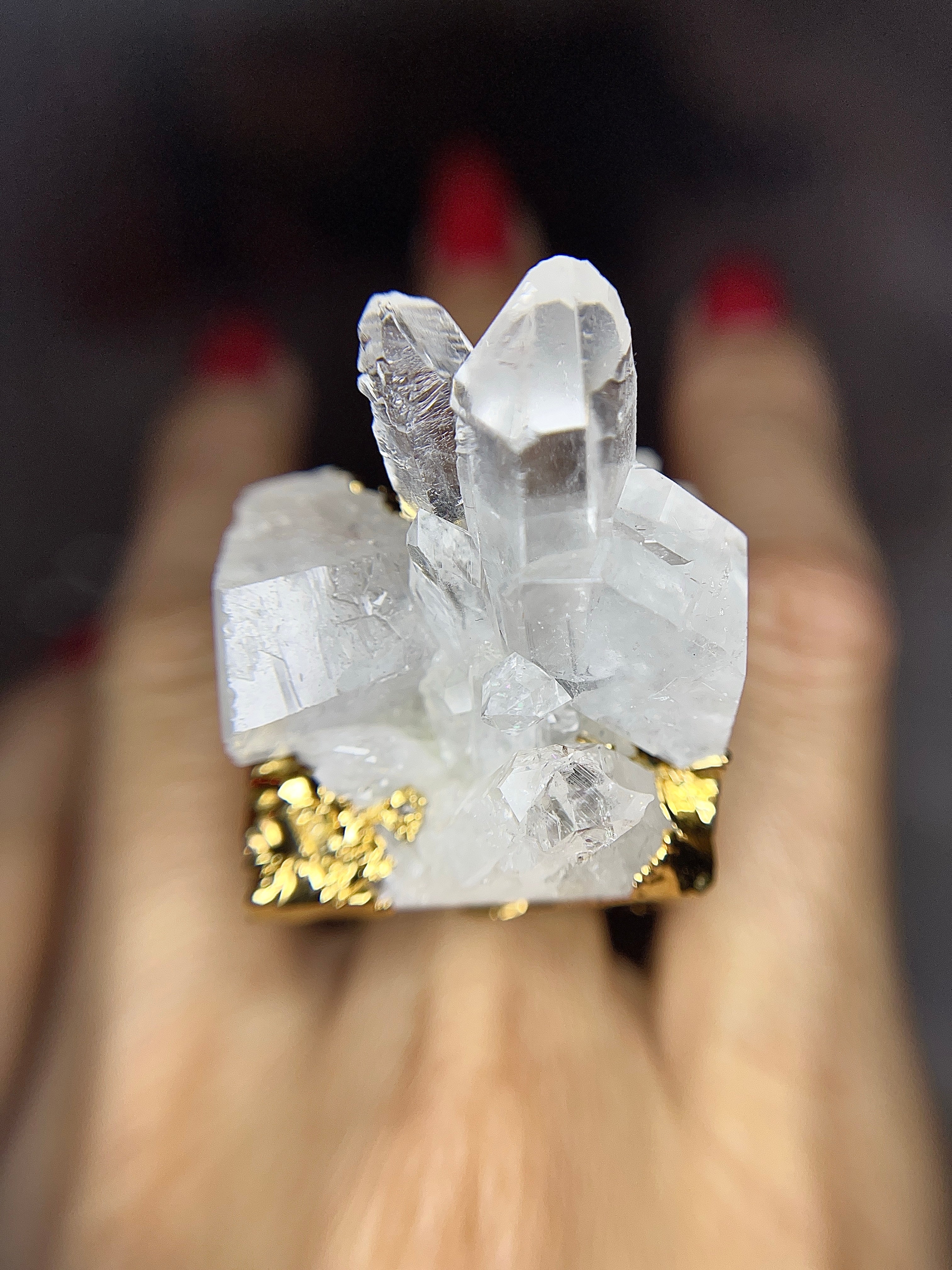 Statement solid carved QUARTZ ring