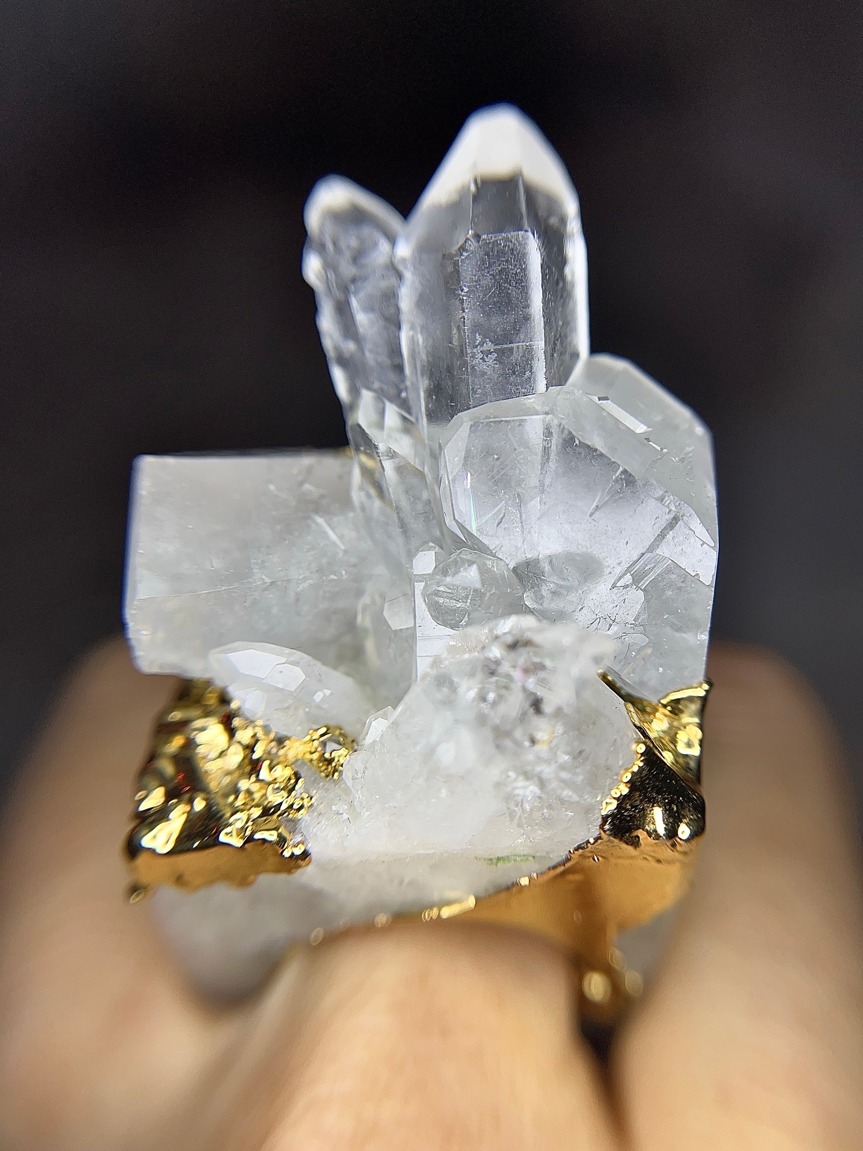 Statement solid carved QUARTZ ring