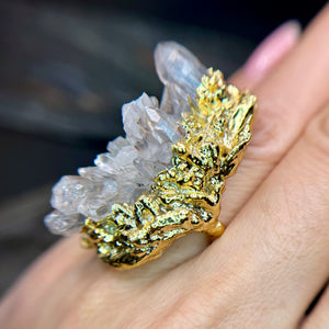 Chrysantheum QUARTZ crown ring sz6.25