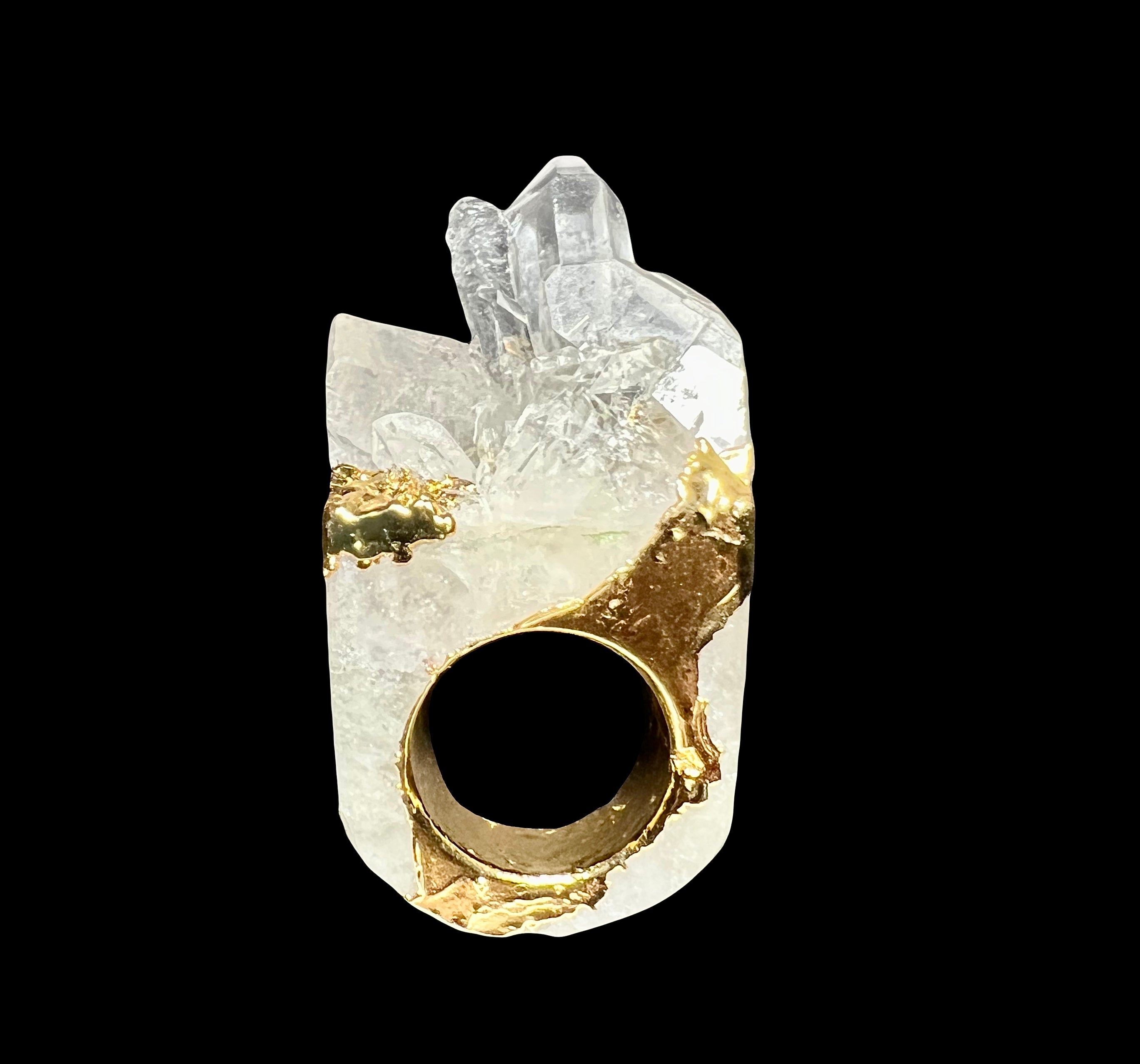 Statement solid carved QUARTZ ring