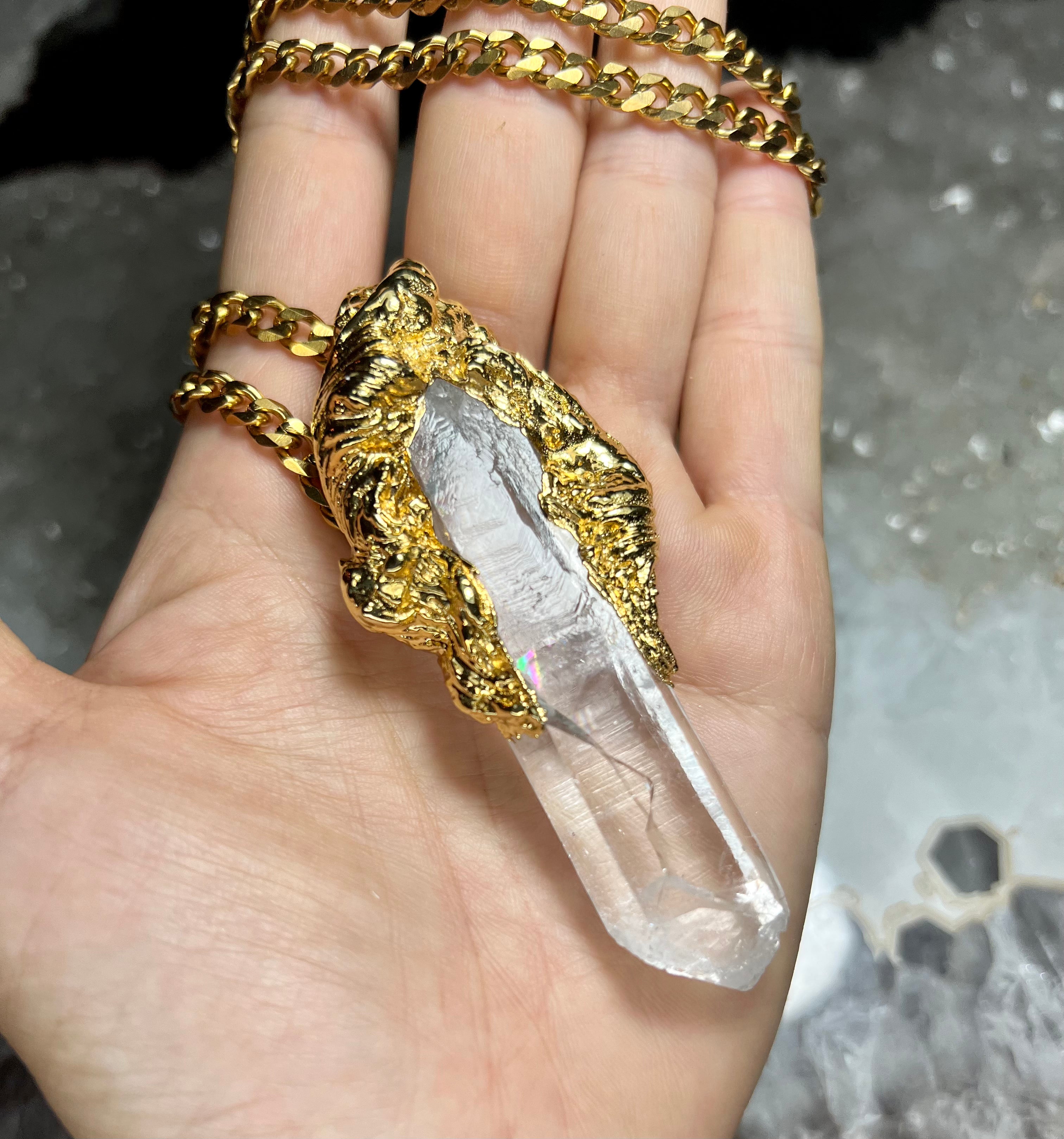 Feather LEMURIAN QUARTZ necklace