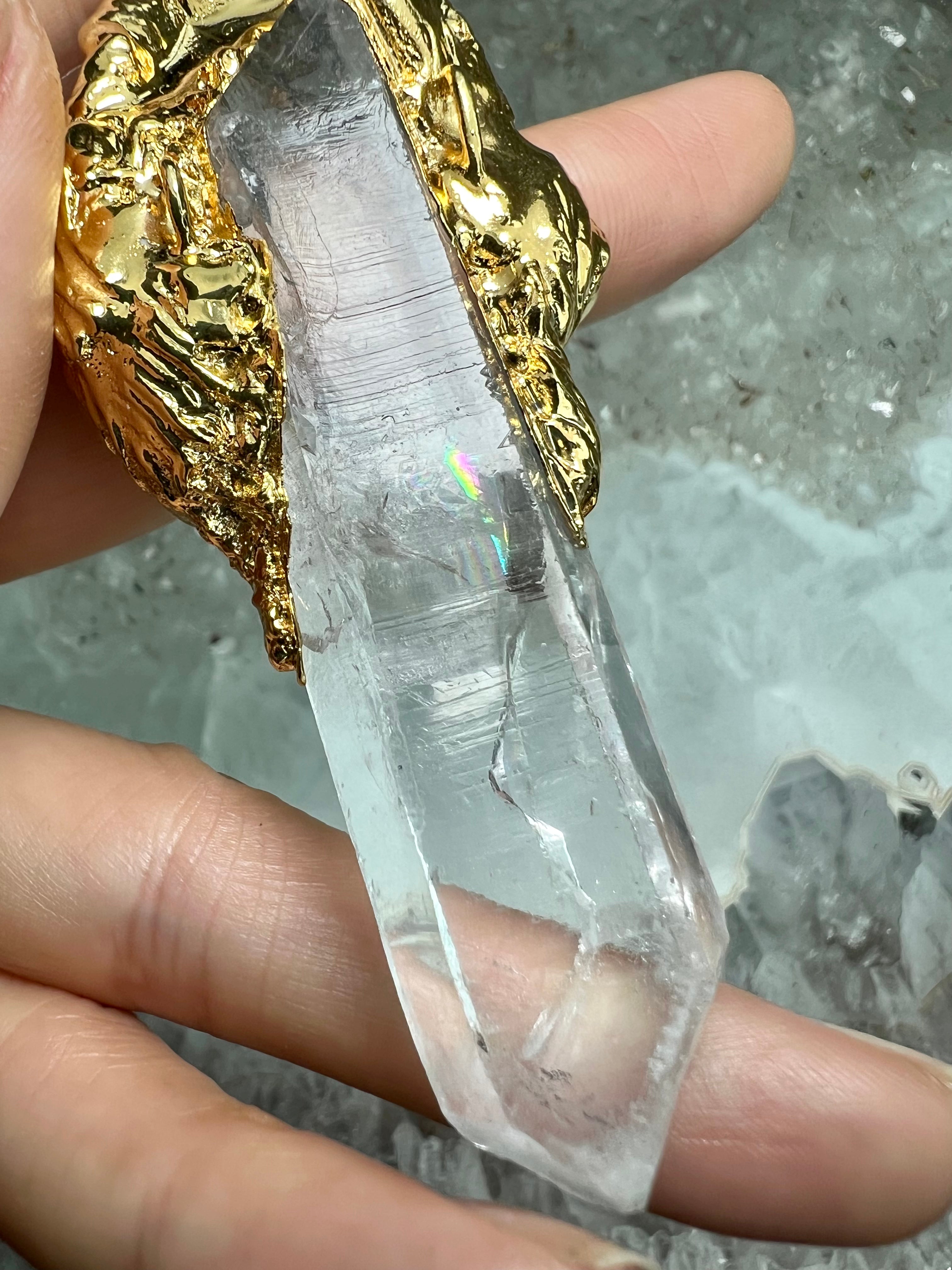 Feather LEMURIAN QUARTZ necklace