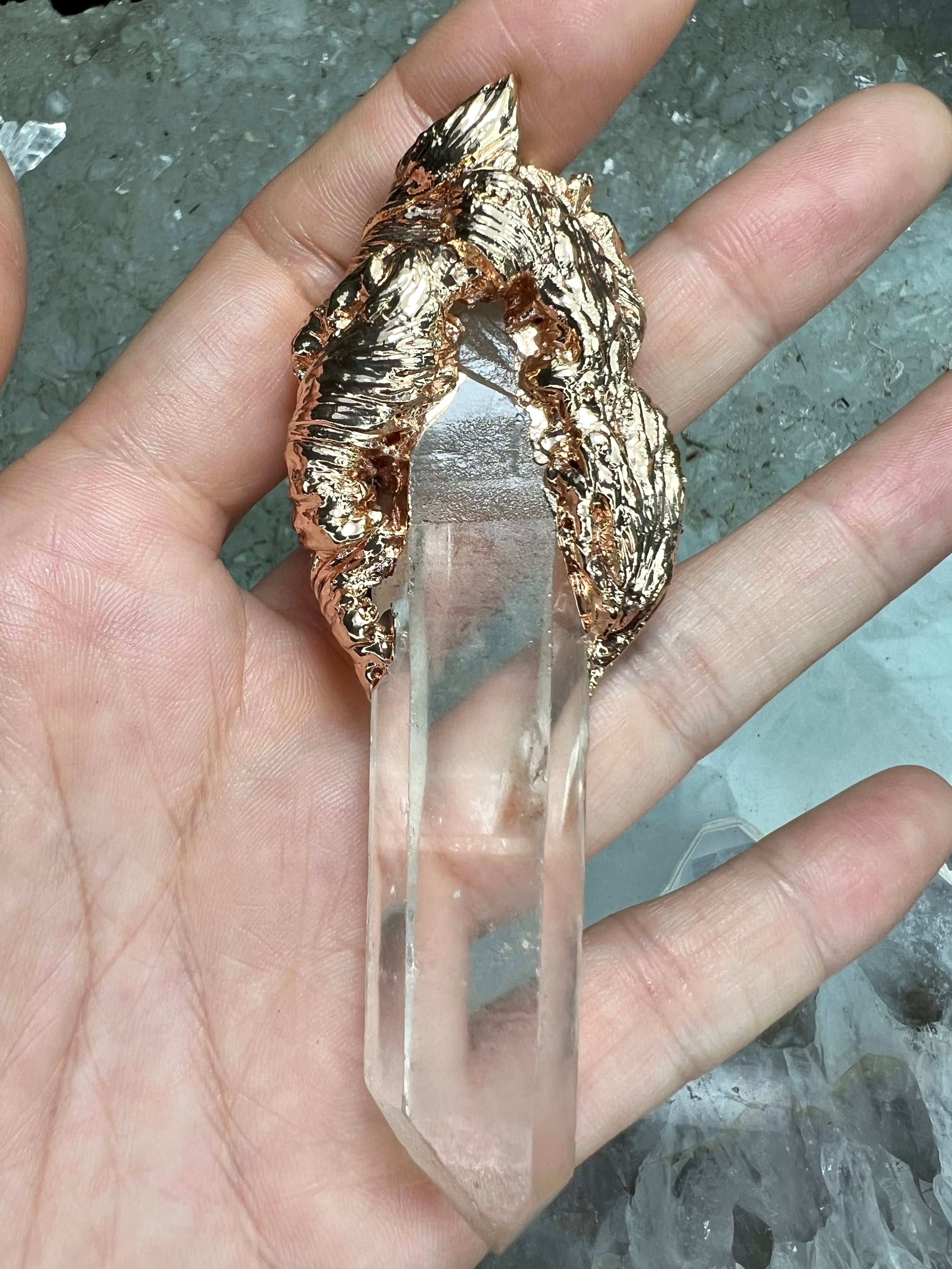 Rose Gold Golden LEMURIAN feather necklace