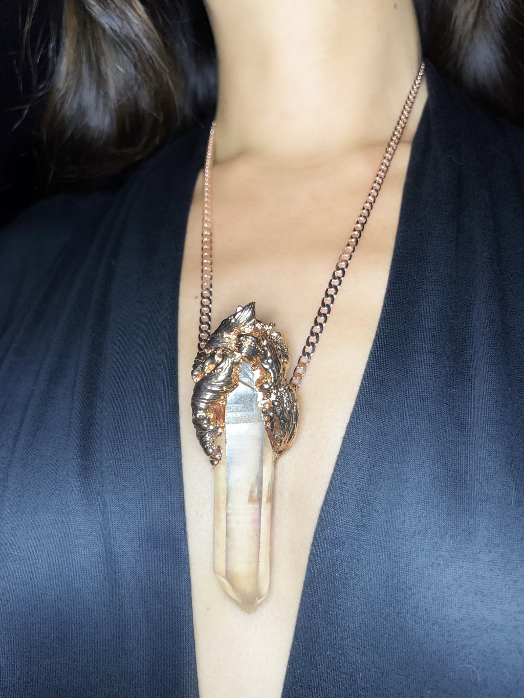 Rose Gold Golden LEMURIAN feather necklace