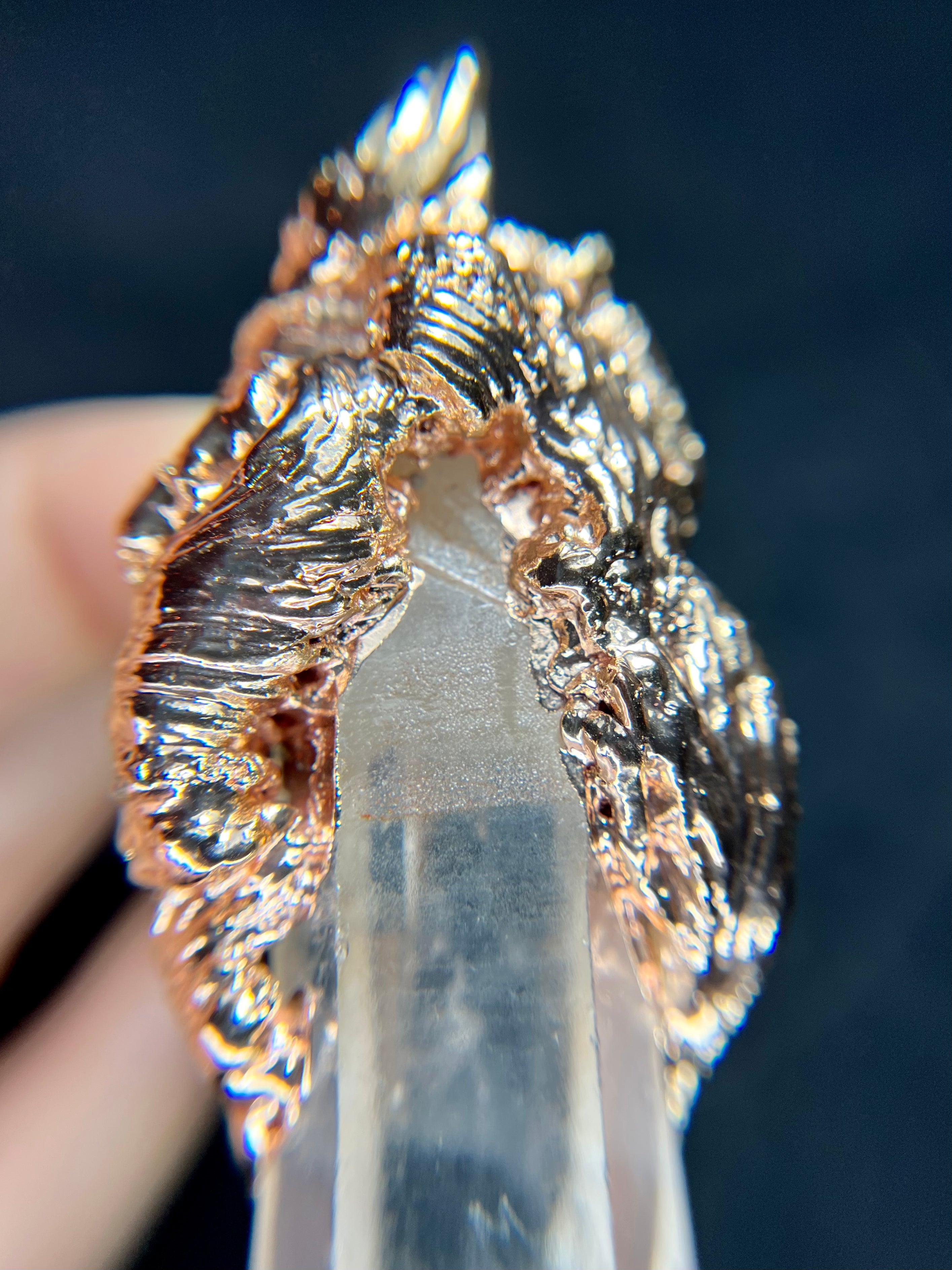Rose Gold Golden LEMURIAN feather necklace