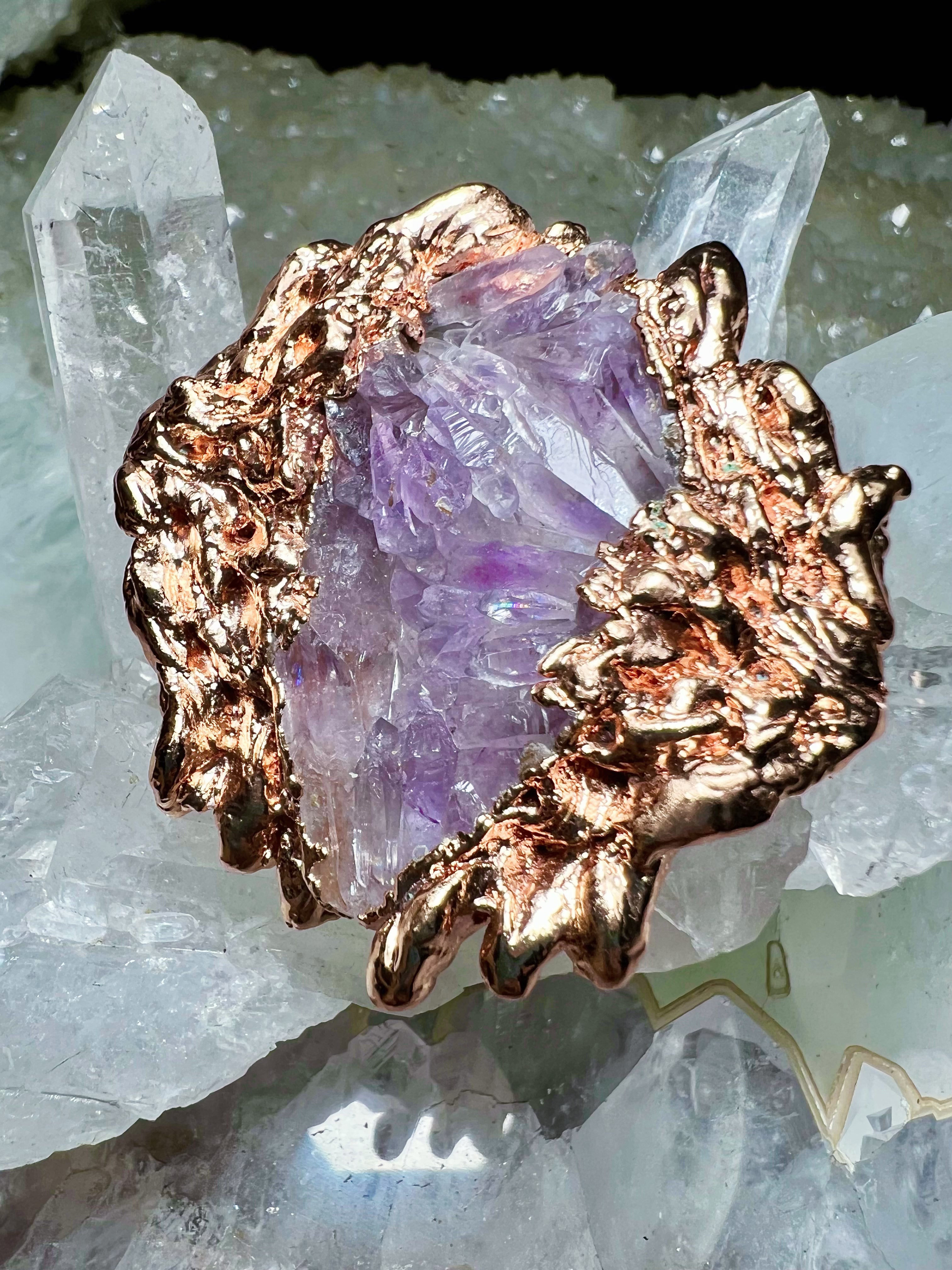 AMETHYST flower winged necklace