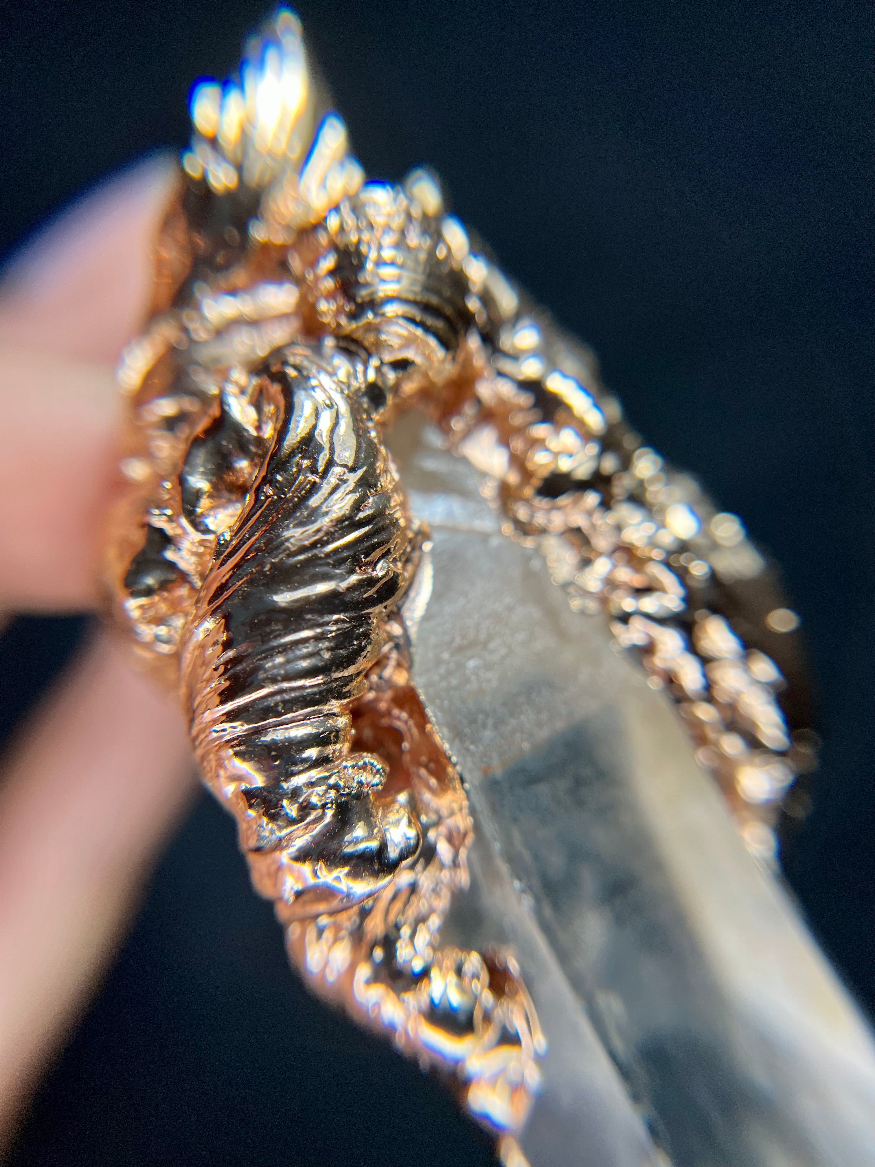 Rose Gold Golden LEMURIAN feather necklace