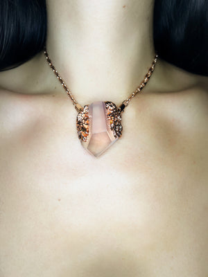 Winged ROSE QUARTZ necklace