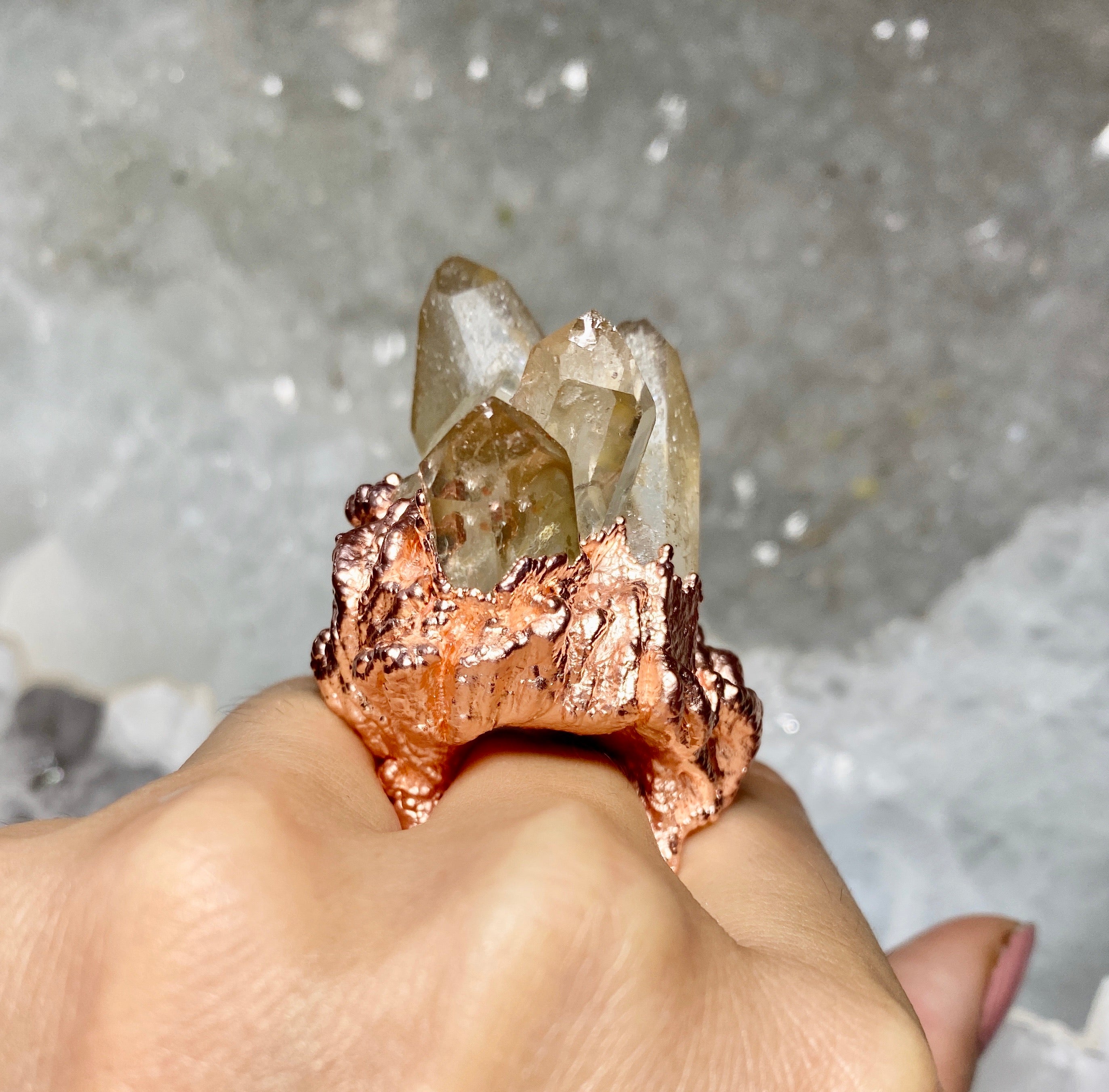 Starburst QUARTZ cluster ring