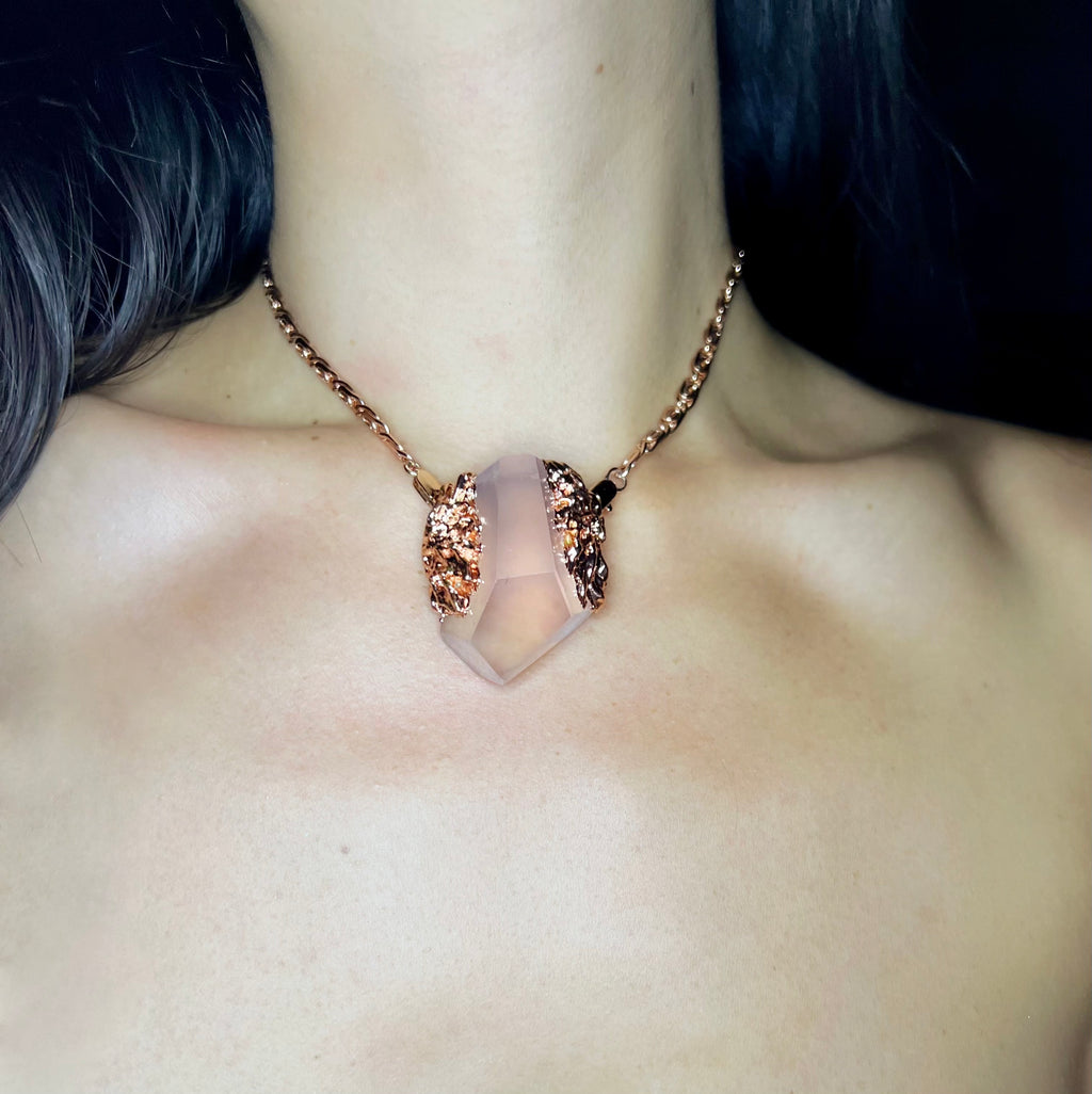 Winged ROSE QUARTZ necklace
