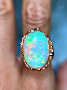 STATEMENT Honeycomb Ethiopian OPAL 10kt rose gold ring