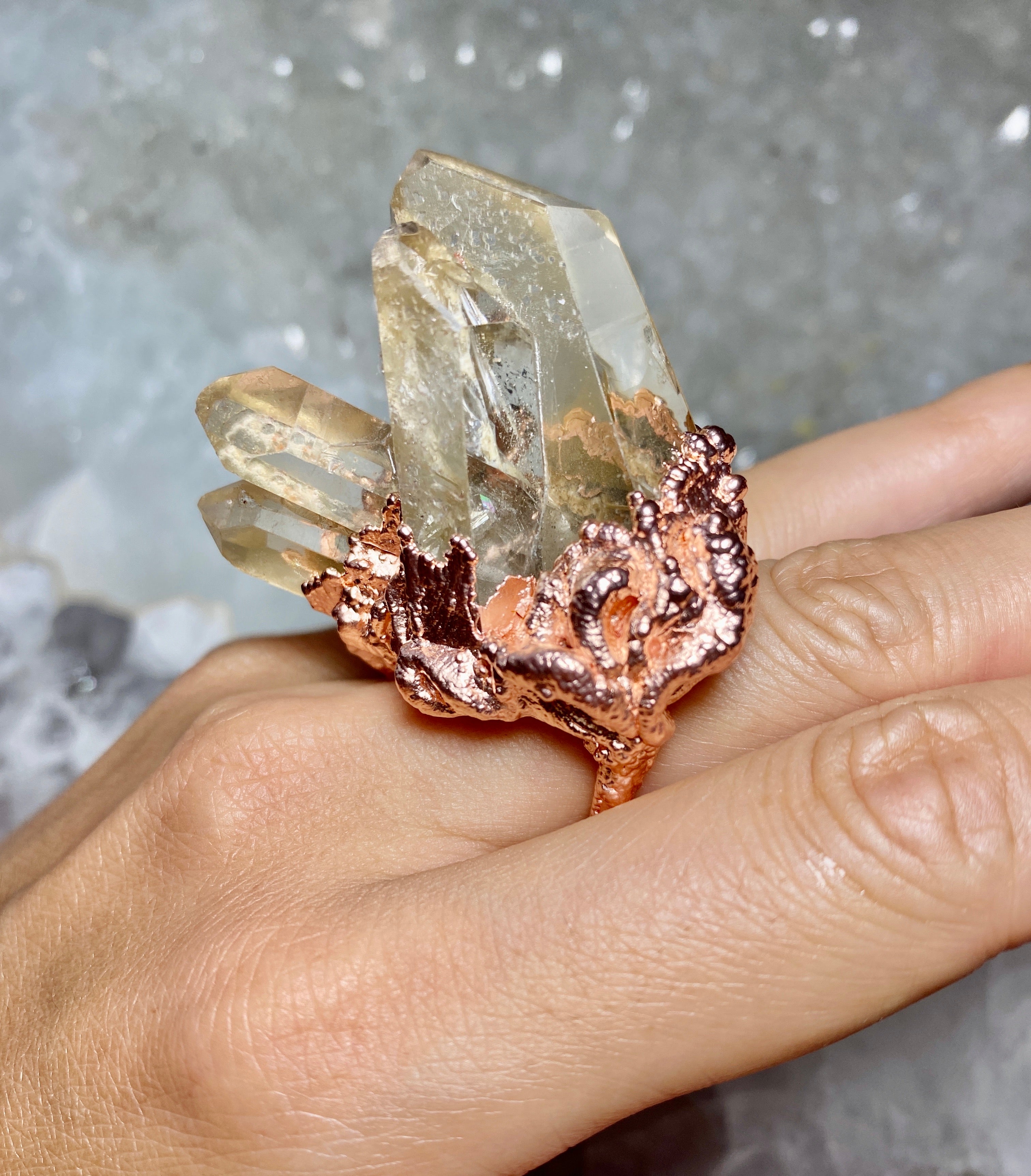 Starburst QUARTZ cluster ring