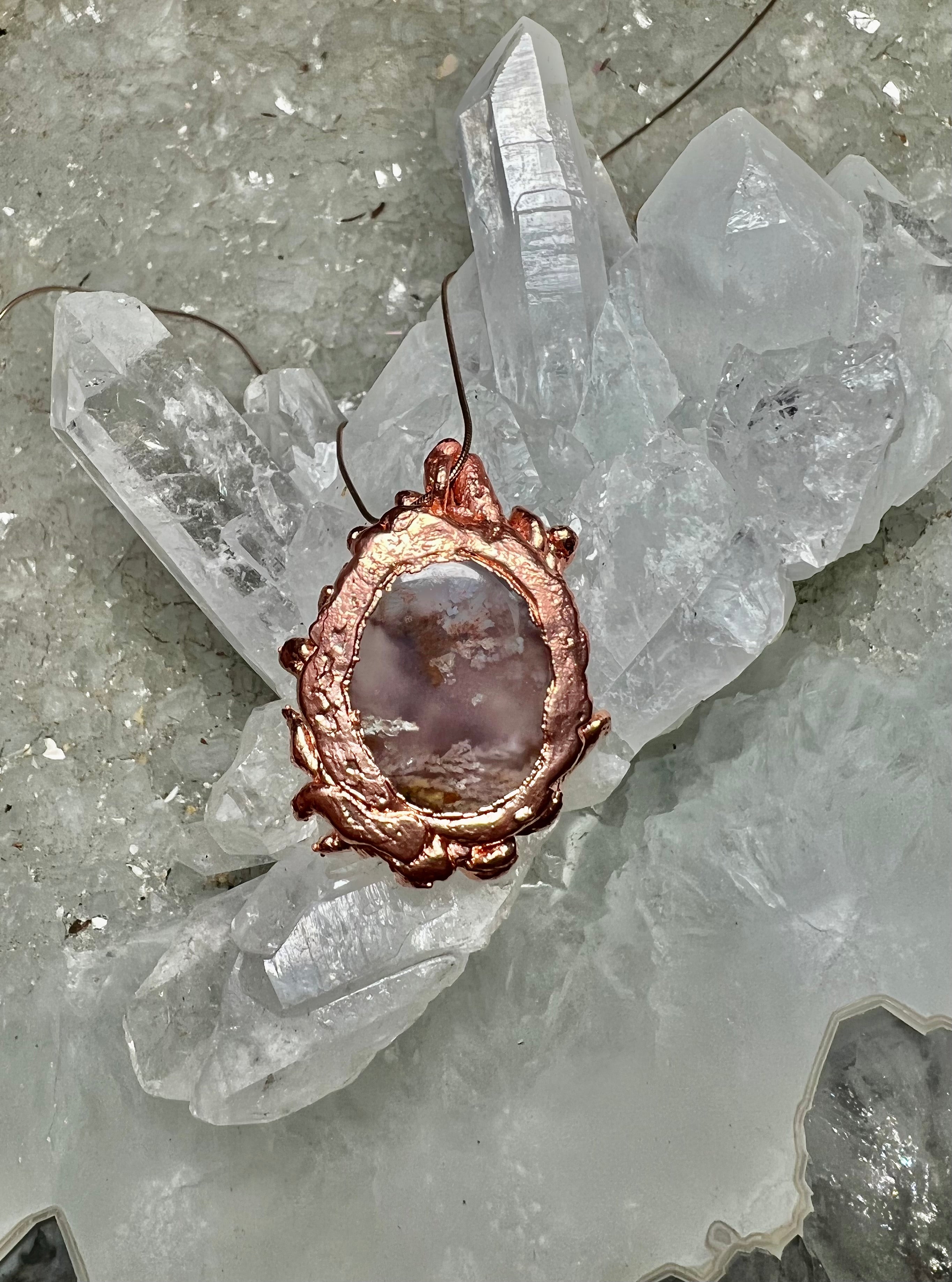 Lavender FLOWER AGATE necklace